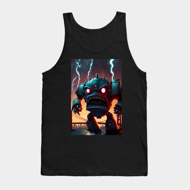 Alien Monster giant robot cyborg attacking the city Tank Top by KoolArtDistrict